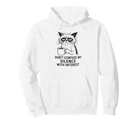Don’t Confuse My Silence With Interest, Office Cat Coffee Pullover Hoodie
