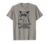 Don’t Confuse My Silence with Interest, Office Cat Coffee T-Shirt