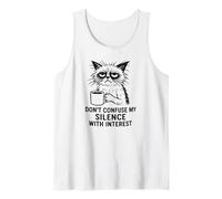 Don’t Confuse My Silence with Interest, Office Cat Coffee Tank Top