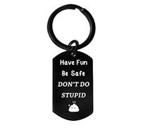 Don’t Do Stupid Keyring For Men Women Daughter Son Gifts From Mom Dad Graduation For Him Her Driver Safe Birthday Gifts Inspirational Keychain Funny Poop Gifts(Black)