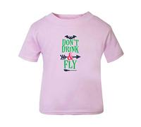 Don’t Drink and Fly Halloween Statement Short Sleeve Cotton Toddler t Shirt, 1-2 Years, Pastel Pink