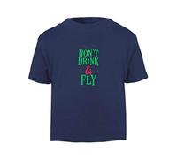 Don’t Drink and Fly Halloween Statement Short Sleeve Cotton Toddler t Shirt, 3-4 Years, Navy