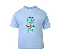 Don’t Drink and Fly Halloween Statement Short Sleeve Cotton Toddler t Shirt, 3-4 Years, Pastel Blue