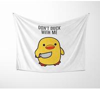 Don’t Duck With Me Blanket - Rude Funny Adult Humour Throw - Soft Cuddle or Polar Fleece - Customisable Back Colour - Small, Medium or Large - Cheeky Novelty Gift for Home or Bedroom