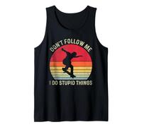 Don’t Follow Me I Do Stupid Things Retro Skateboard Funny Tank Top