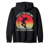 Don’t Follow Me I Do Stupid Things Retro Skateboard Funny Zip Hoodie