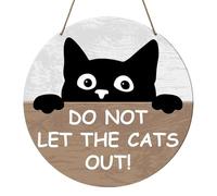 Don’t Let The Cats Out Wooden Plaque, Black Cat Aesthetic Home Decor with "DO NOT LET THE CATS OUT!", Funny Wall Decoration for Living Room & Office, Perfect Cat Gifts for Women Men