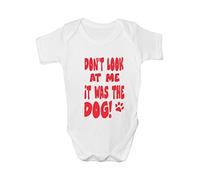 Don’t Look at Me Smell is Dog Funny Babygrow Onesie Gift Age 12-18 Months White