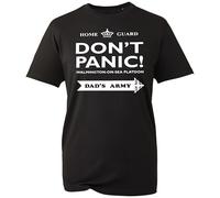 Don’t Panic Dad’s Army Graphic Tee - Humorous Home Guard Theme for TV Comedy Enthusiasts (Black, 2XL)