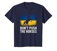 Don’t Push The Horses - Ukraine Flag Defiant Bold Design T-Shirt, Youth, Navy Blue, X-Small