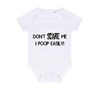 Don’t Scare Me I Poop Easily Halloween Baby Grow Vest, 0-3 Months, White