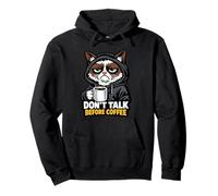 "Don’t Talk Before Coffee", Cat, Funny Morning Mood Pullover Hoodie