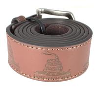 Don’t Tread on Me Leather Belt Strap and Metal Buckle 1.5" Wide with Snaps - Gadsden Flag Patriotic American History USA, Brown, Large (34-36)