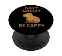 Don’t Worry Be Cappy Funny Capybara Retro Animal Lover PopSockets Adhesive PopGrip