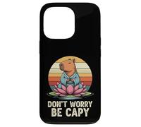Don"t Worry Be Capy Funny Capybara Love Yoga Summer Retro Case for iPhone 13 Pro