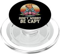 Don"t Worry Be Capy Funny Capybara Love Yoga Summer Retro PopSockets PopGrip for MagSafe