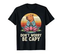 Don"t Worry Be Capy Funny Capybara Love Yoga Summer Retro T-Shirt