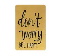 Don’t Worry Be Happy Tin Sign Summer Decorbee Decor Summer Signs Plaque, Novelty Metal Tin Sign 8x12 inch