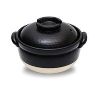 DONABE Clay Rice Cooker Pot Casserole Japanese Style made in Japan for 1 to 2 cups with Double Lids, Microwave Safe
