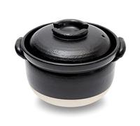 DONABE Clay Rice Cooker Pot Casserole Japanese Style made in Japan for 2 to 3 cups with Double Lids, Microwave Safe