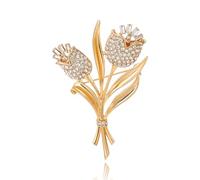 DONABUS Crystal Brooch Vintage Floral Gold Pin Micro Pave Daisy/Tulip Rhinestone Embellishment for Women Holiday styles., L, Zinc Rhinestone Crystal, crystal rhinestone