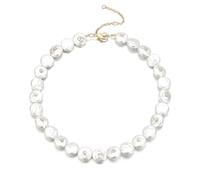 Donabus Statement Baroque Pearl Necklace for Women, Crystal Rhinestone Accents Large Irregular Glass Pearls, Special Occassion Jewelry Gift for Her, L, Glass Copper Crystal, Rhinestone