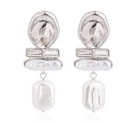 DONABUS Statement Pearl Dangle Earrings,large Pearls Vacation Earrings with Crystal,Party Jewelry Gift for Women, L, Metal Faux Pearl, crystal