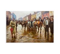 Donal McNaughtons Work Artist Prints A Busy Fair Day Canvas Poster Wall Art Decor Print Picture Paintings for Living Room Bedroom Decoration Unframe-style 20x30inch(50x75cm)