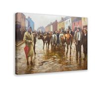 Donal McNaughtons Work Artist Prints A Busy Fair Day Canvas Poster Wall Art Decor Print Picture Paintings for Living Room Bedroom Decoration Frame-style 16x24inch(40x60cm)