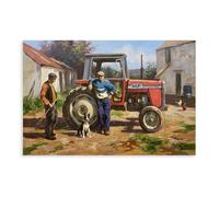 Donal McNaughtons Work Artist Prints Chat by The Massey Ferguson 540 Canvas Poster Bedroom Decor Landscape Office Room Decor Gift Unframe-style 24x36inch(60x90cm)