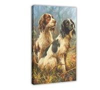 Donal McNaughtons Work Artist Prints Two Spaniels Canvas Poster Wall Art Decor Print Picture Paintings for Living Room Bedroom Decoration Frame-style 20x30inch(50x75cm)
