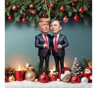 Donald and Musk Christmas Ornaments 2024,Funny Donald Pendant for Car Rear View Mirror,Funny Donald and Musk Ornaments for Christmas Tree,Unique Donald and Elon Musk Holiday Decorations