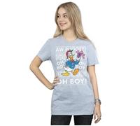Donald Duck Christmas Fair Isle Cotton Boyfriend T-Shirt Disney Grey M