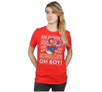 Donald Duck Christmas Fair Isle Cotton Boyfriend T-Shirt Disney Red S