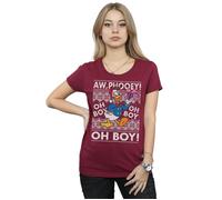 Donald Duck Christmas Fair Isle Cotton T-Shirt Disney Burgundy L