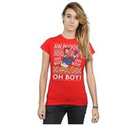 Donald Duck Christmas Fair Isle Cotton T-Shirt Disney Red XL