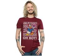 Donald Duck Christmas Fair Isle T-Shirt Disney Burgundy M