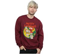 Donald Duck Merry Christmas Sweatshirt Disney Burgundy M