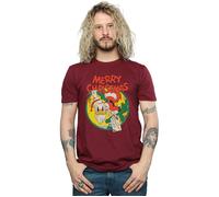 Donald Duck Merry Christmas T-Shirt Disney Burgundy M