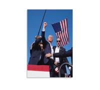 Donald J Trump Raising His Fist in Defiance after He Was Shot at His Rally Poster Decorative Painting Canvas Wall Posters And Art Picture Print Modern Family Bedroom Decor Posters 08x12inch(20x30cm)