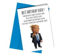 Donald Trump Birthday Card, Cheeky- Funny - Humorous Design, Blank Inside with matching Envelope for Him or Her Friend Bestie Man Woman Husband Wife Colleagues #1866