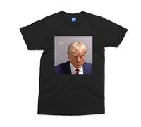 Donald Trump Jail Mugshot - Men - L - Black - Tshirt President Trump Headshot 2025 - Funny Fake News