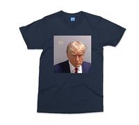 Donald Trump Jail Mugshot - Men - M - Navy - Tshirt President Trump Headshot 2025 - Funny Fake News