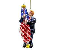 Donald Trump Kissing The American Flag Glass Christmas Ornament, United States President