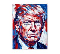 Donald Trump Modern Expressionist Wall Art - 11x14 Unframed Poster - Bold Red White & Blue Brushstroke Painting Style - Contemporary Americana Political Portrait Decor for Office, Study, & Living Room