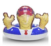 Donald Trump Pool Float for Adults, Red Blue White Presidential Inflatable Swimming Ring with USA Print, Ideal for Summer Beach Pool Party Lake Fun