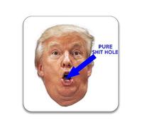Donald Trump Pure Shit Hole Trumps Mouth - Pack of 10 Square Stickers - 55mm x 55mm