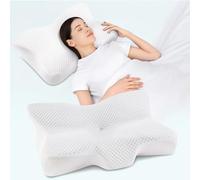 DONAMA Memory Foam Pillow,Neck Support Pillow for Neck and Shoulder Pain Relief,Ergonomic Pillow for Side Back Stomach Sleepers with Washable Pillowcase(White)