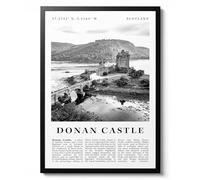 Donan Castle, Scotland Landscape Print, Modern Black and White Wall Art Decor, Travel Poster, Archival Matte, A3 (Print Only) - 42x29.7cm