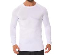 Donason Men's Compression Shirt Long Sleeve Quick Dry Sports T-Shirt Athletic Base Layer Top Tight Fit Body Shaper Active Gym Shirts for Running Training Workout White